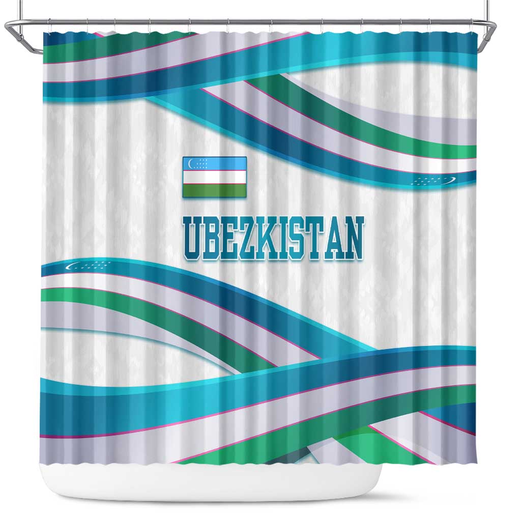 Uzbekistan Shower Curtain with Ribbon Wave Design - Wonder Print Shop