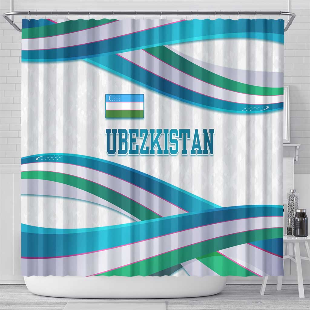 Uzbekistan Shower Curtain with Ribbon Wave Design - Wonder Print Shop