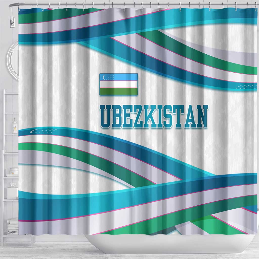 Uzbekistan Shower Curtain with Ribbon Wave Design - Wonder Print Shop
