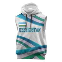 Uzbekistan Sleeveless Hoodie with Ribbon Wave Design - Wonder Print Shop