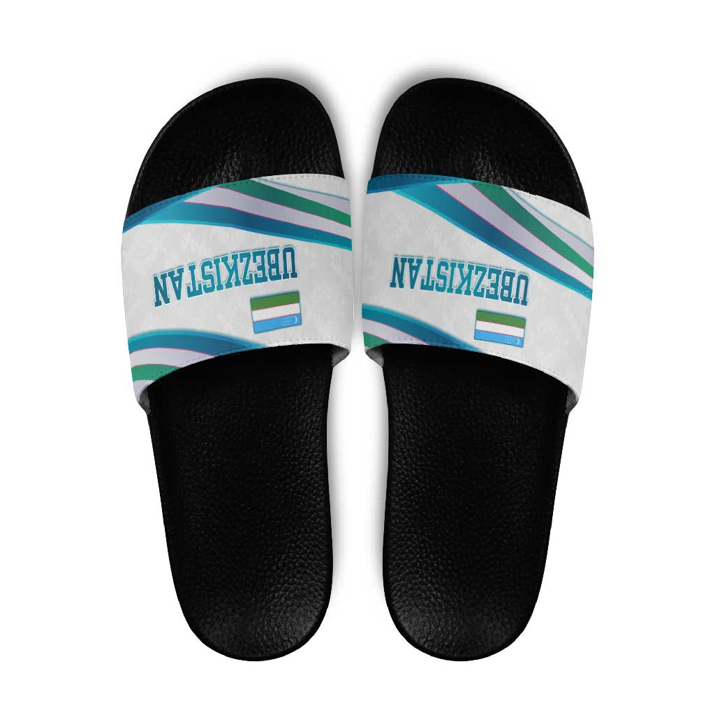 Uzbekistan Slide Sandals with Ribbon Wave Design - Wonder Print Shop