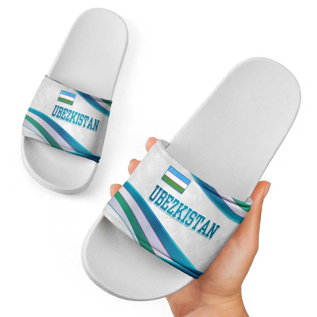 Uzbekistan Slide Sandals with Ribbon Wave Design - Wonder Print Shop