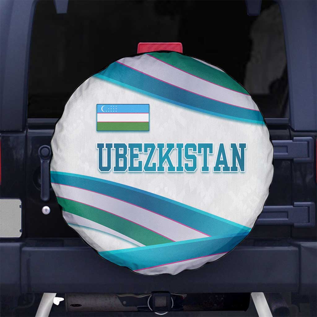 Uzbekistan Spare Tire Cover with Ribbon Wave Design - Wonder Print Shop