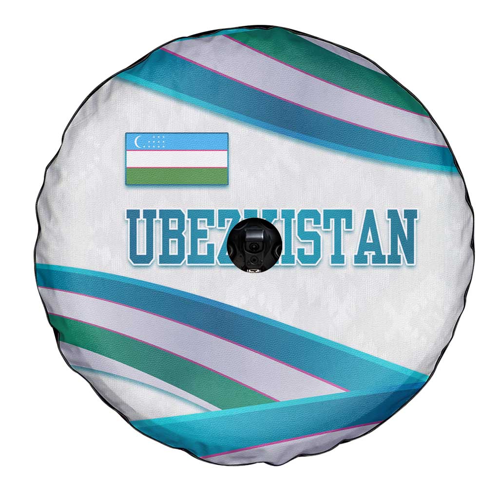 Uzbekistan Spare Tire Cover with Ribbon Wave Design - Wonder Print Shop