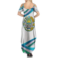 Uzbekistan Summer Maxi Dress with Ribbon Wave Design - Wonder Print Shop