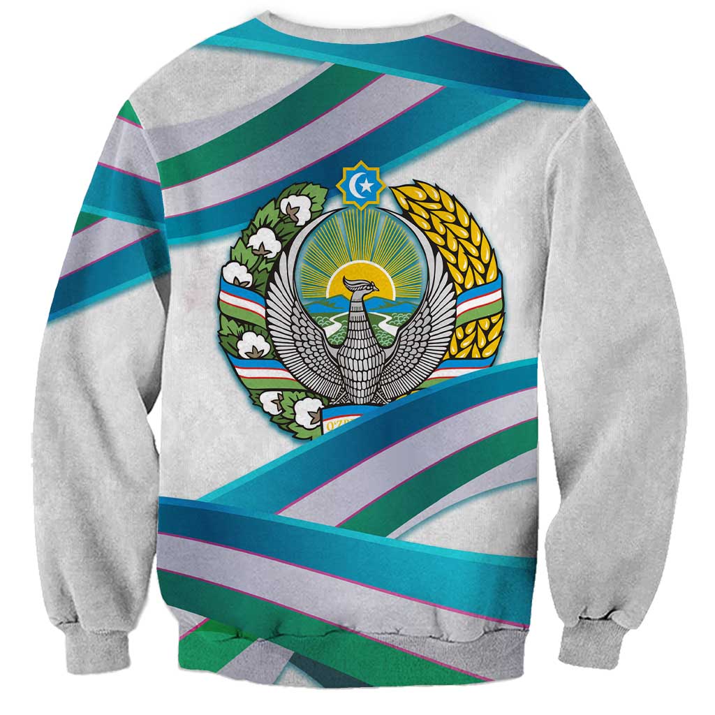 Uzbekistan Sweatshirt with Ribbon Wave Design - Wonder Print Shop