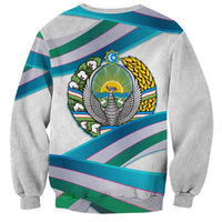 Uzbekistan Sweatshirt with Ribbon Wave Design - Wonder Print Shop