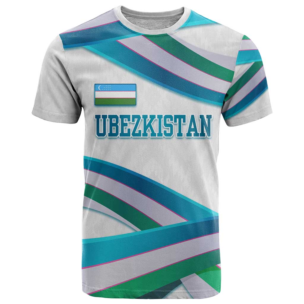 Uzbekistan T Shirt with Ribbon Wave Design - Wonder Print Shop