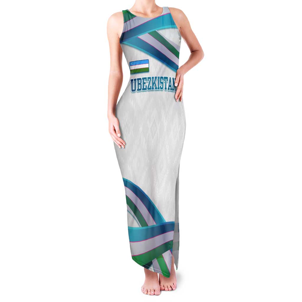 Uzbekistan Tank Maxi Dress with Ribbon Wave Design - Wonder Print Shop