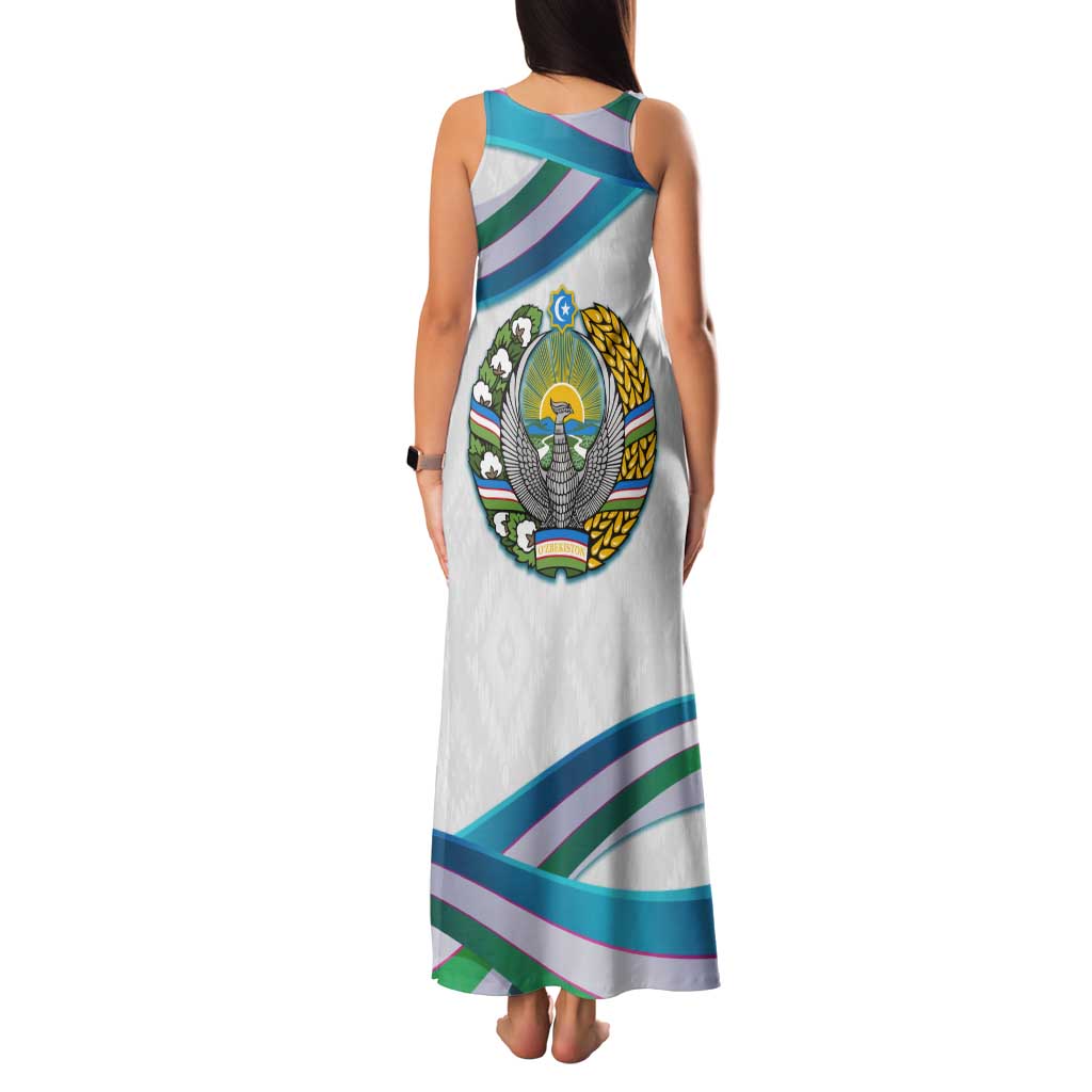 Uzbekistan Tank Maxi Dress with Ribbon Wave Design - Wonder Print Shop