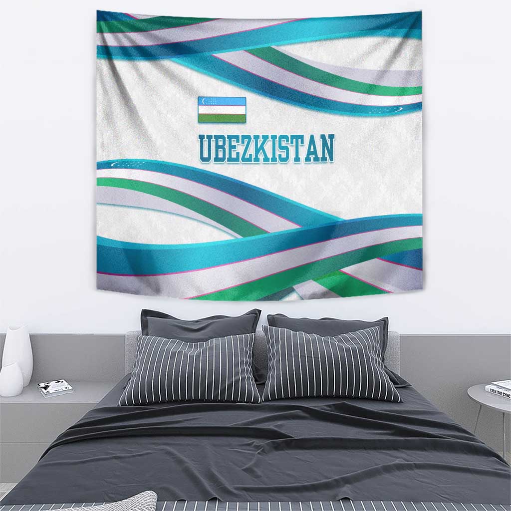 Uzbekistan Tapestry with Ribbon Wave Design - Wonder Print Shop