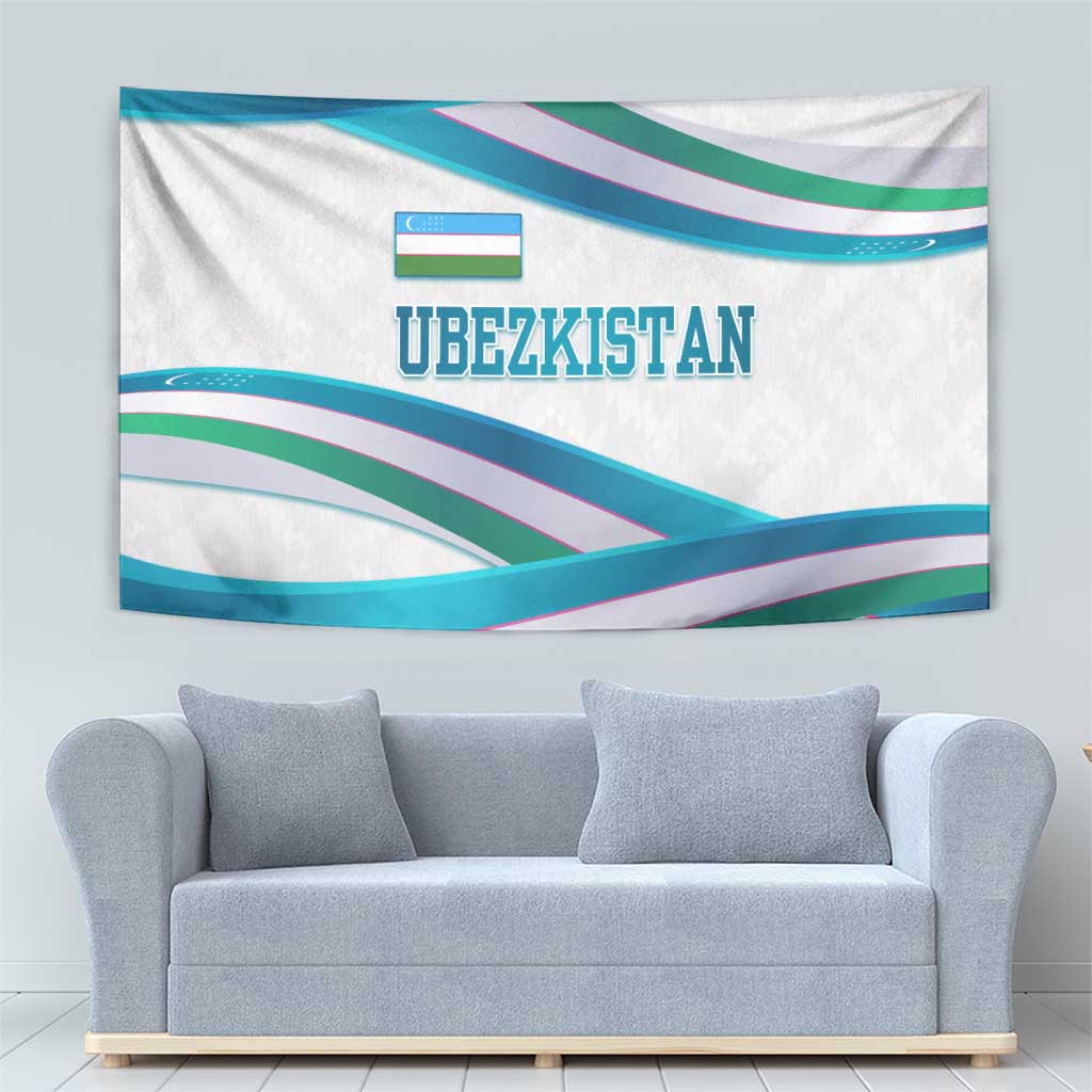 Uzbekistan Tapestry with Ribbon Wave Design - Wonder Print Shop