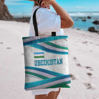 Uzbekistan Tote Bag with Ribbon Wave Design - Wonder Print Shop