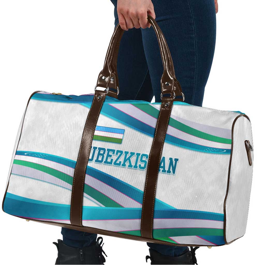 Uzbekistan Travel Bag with Ribbon Wave Design - Wonder Print Shop