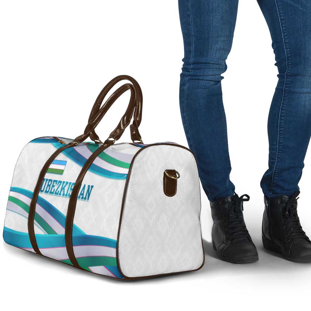 Uzbekistan Travel Bag with Ribbon Wave Design - Wonder Print Shop