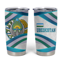 Uzbekistan Tumbler Cup with Ribbon Wave Design - Wonder Print Shop
