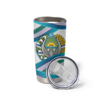 Uzbekistan Tumbler Cup with Ribbon Wave Design - Wonder Print Shop