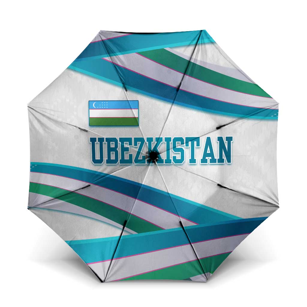 Uzbekistan Umbrella with Ribbon Wave Design - Wonder Print Shop