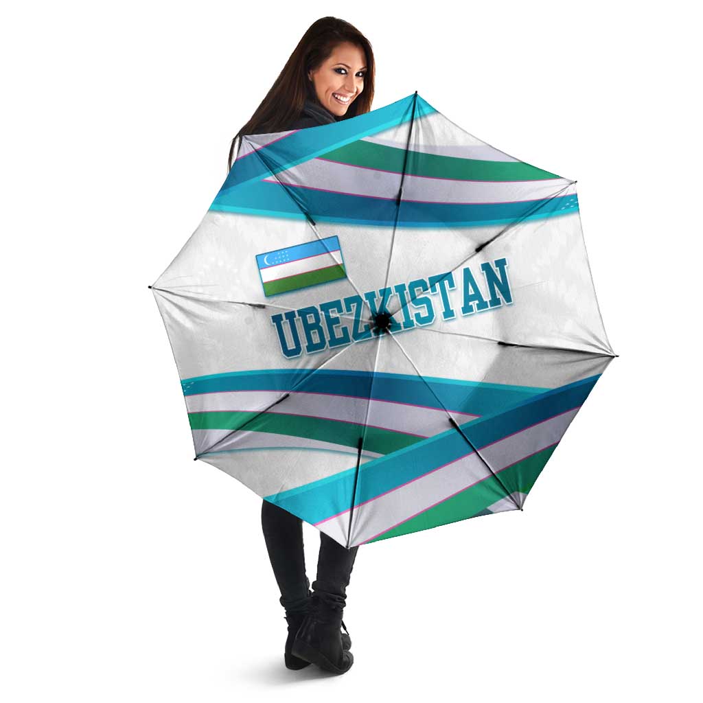 Uzbekistan Umbrella with Ribbon Wave Design - Wonder Print Shop