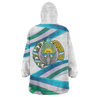 Uzbekistan Wearable Blanket Hoodie with Ribbon Wave Design - Wonder Print Shop