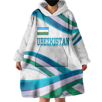 Uzbekistan Wearable Blanket Hoodie with Ribbon Wave Design - Wonder Print Shop