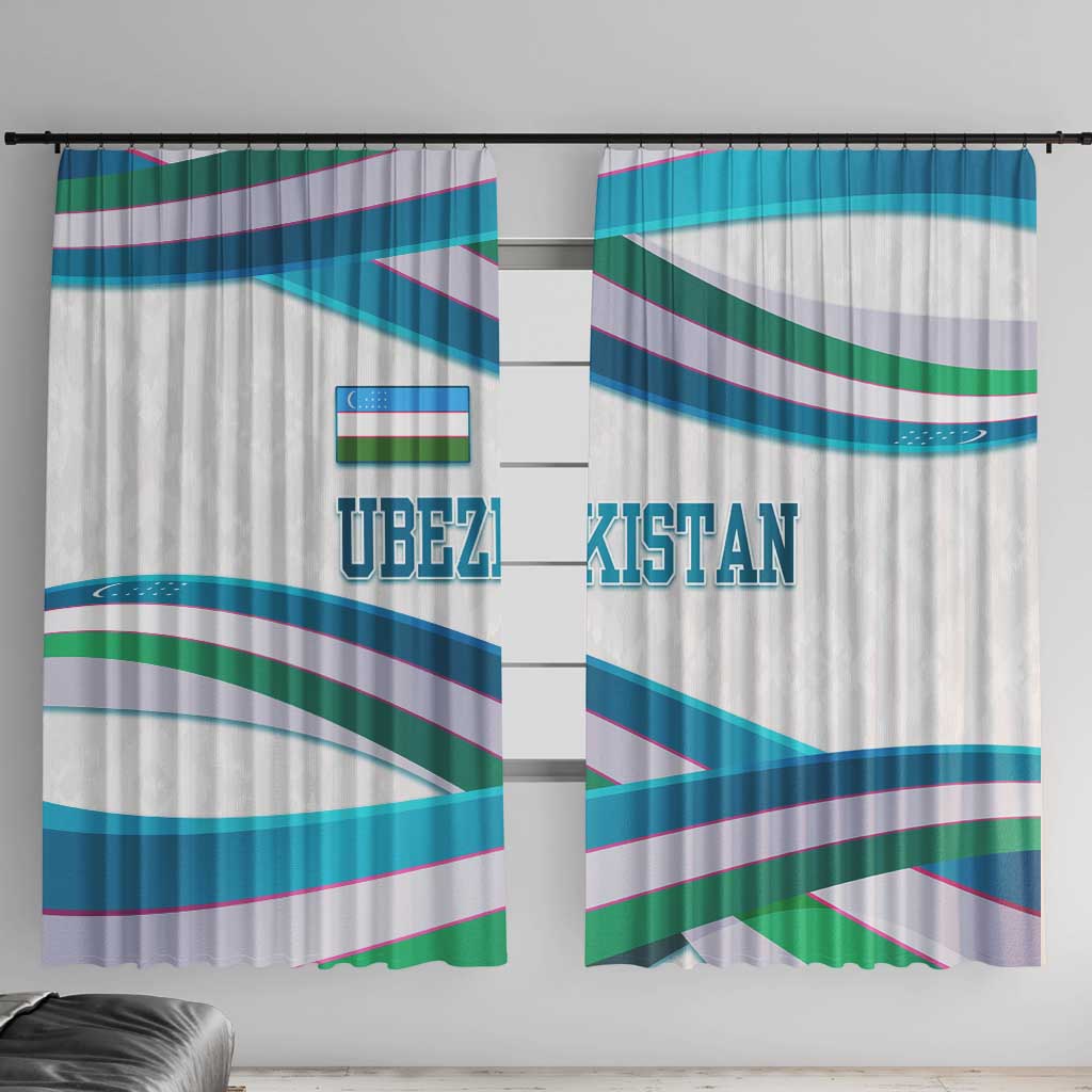 Uzbekistan Window Curtain with Ribbon Wave Design - Wonder Print Shop