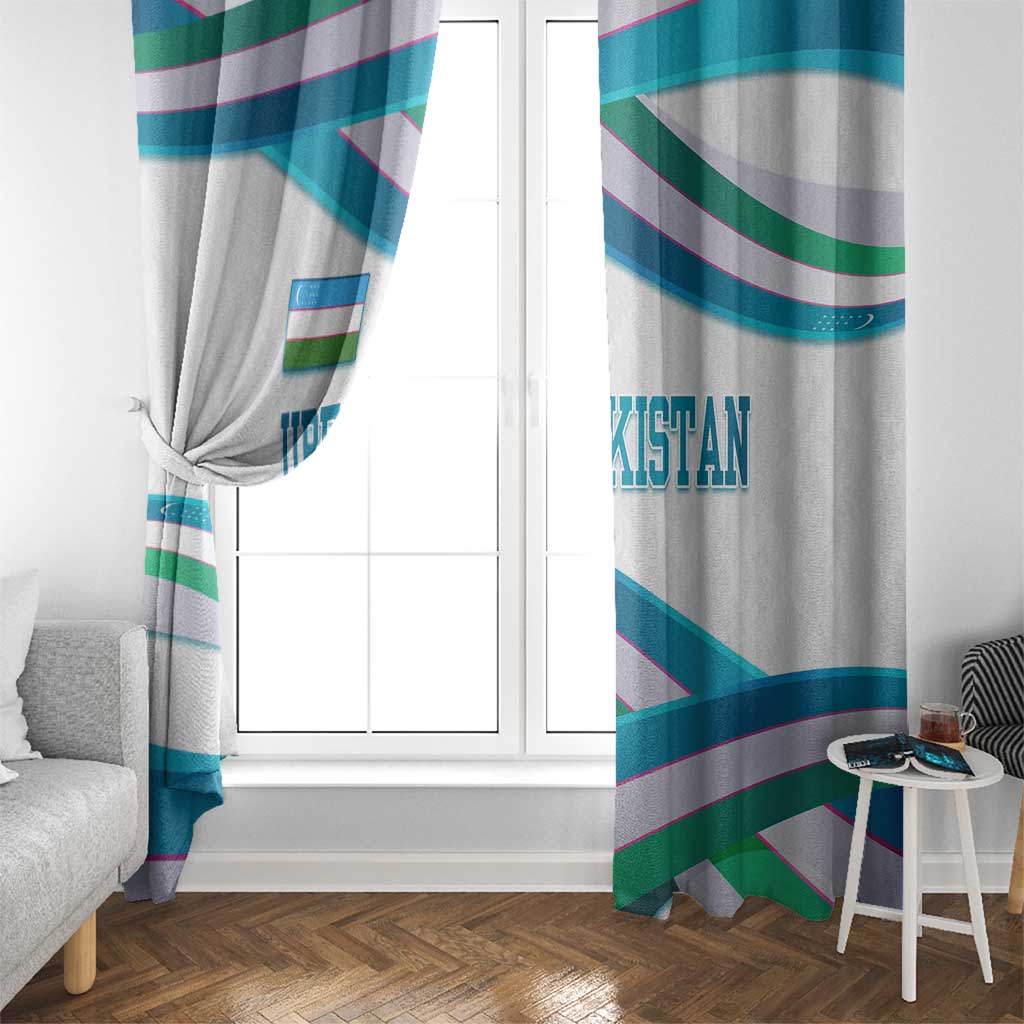 Uzbekistan Window Curtain with Ribbon Wave Design - Wonder Print Shop