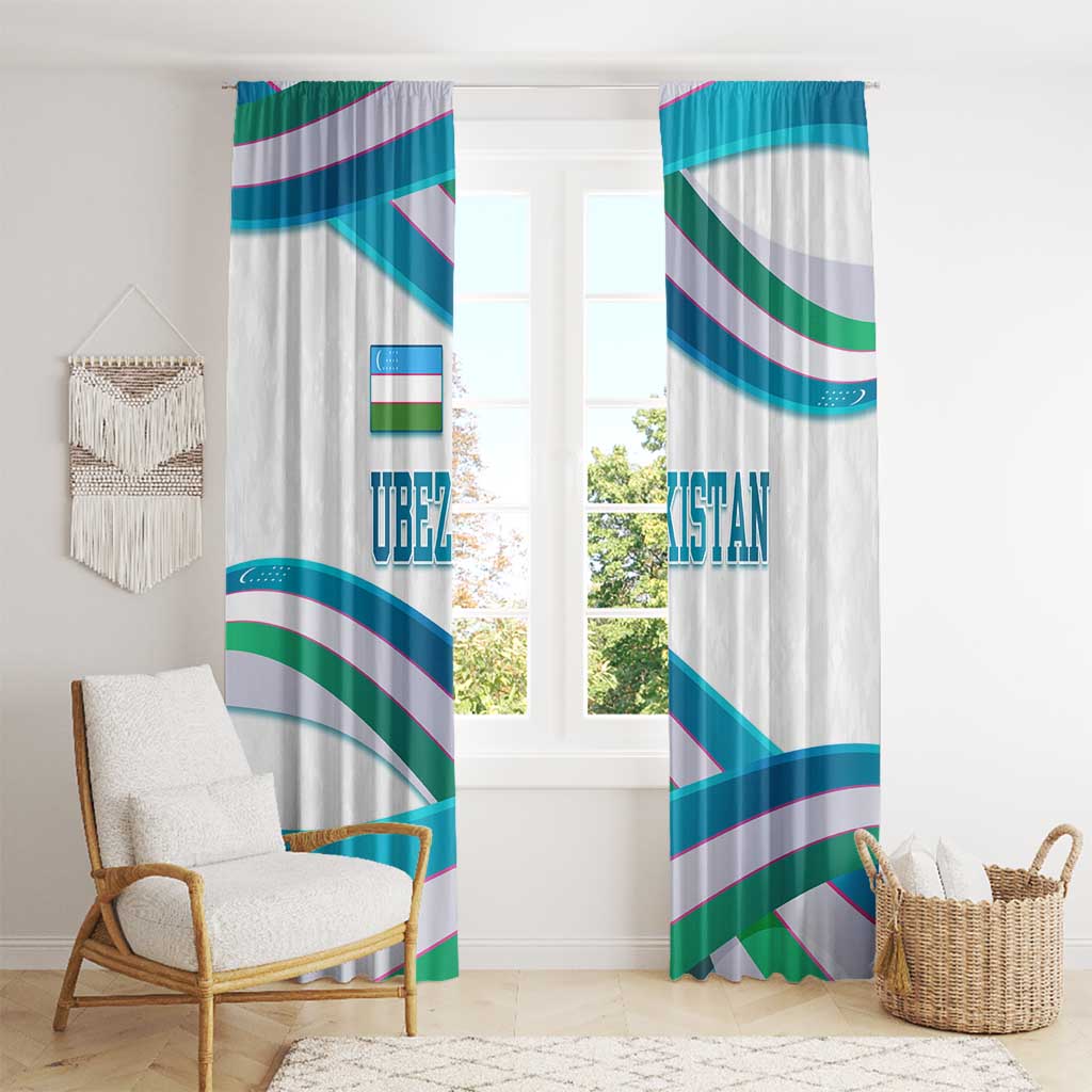 Uzbekistan Window Curtain with Ribbon Wave Design - Wonder Print Shop