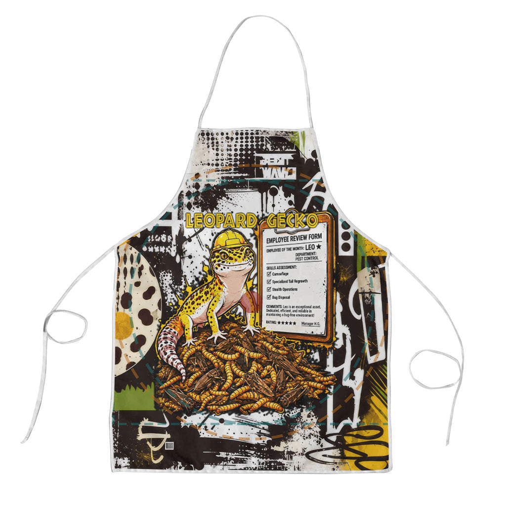 Leopard Gecko Apron Tiny Dinosaur Department Funny Pest Control Graffiti