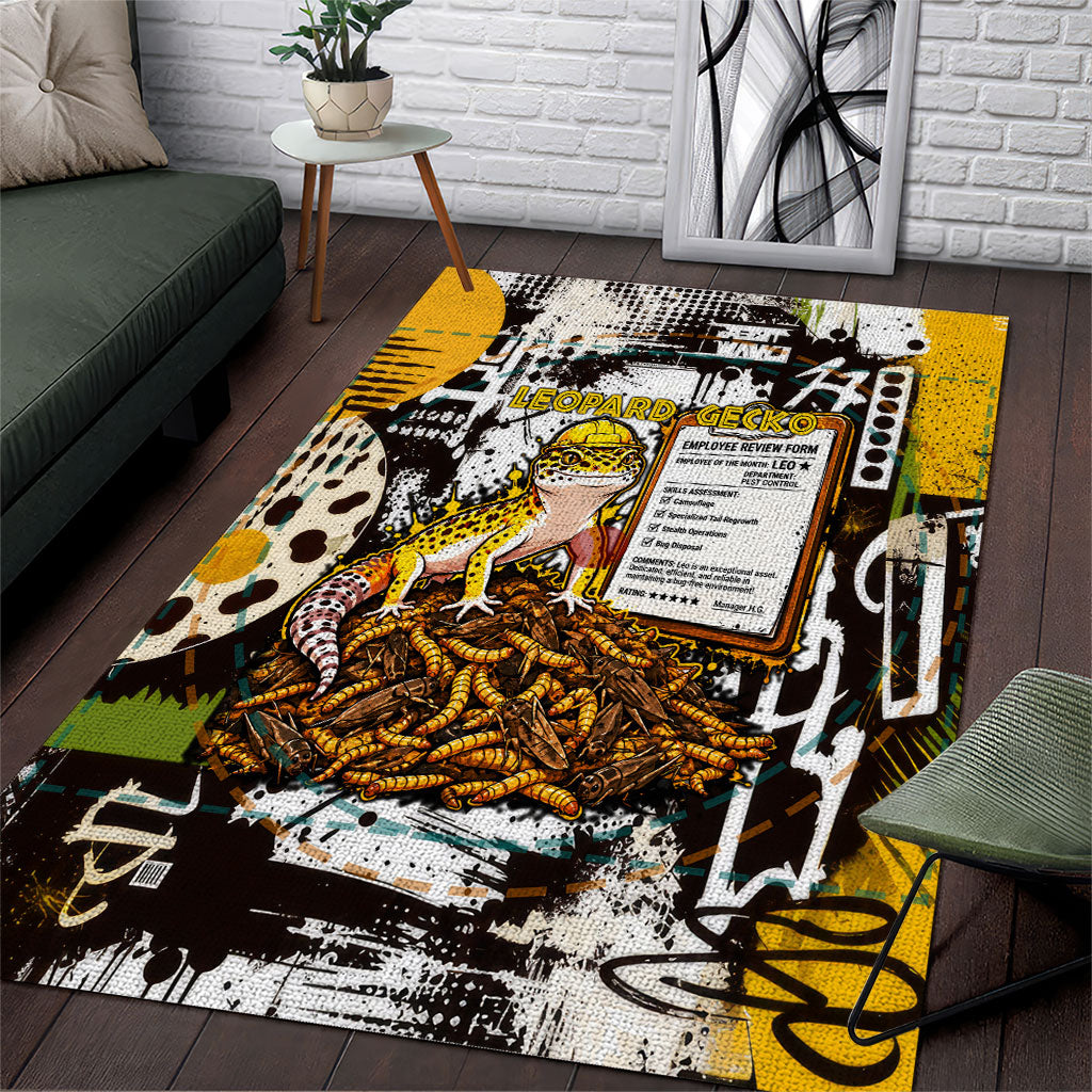 Leopard Gecko Area Rug Tiny Dinosaur Department Funny Pest Control Graffiti