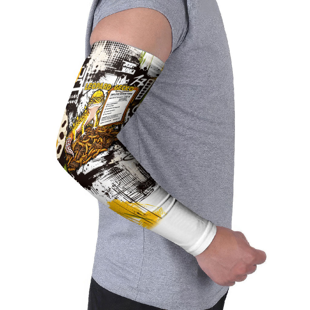 Leopard Gecko Arm Sleeves Tiny Dinosaur Department Funny Pest Control Graffiti