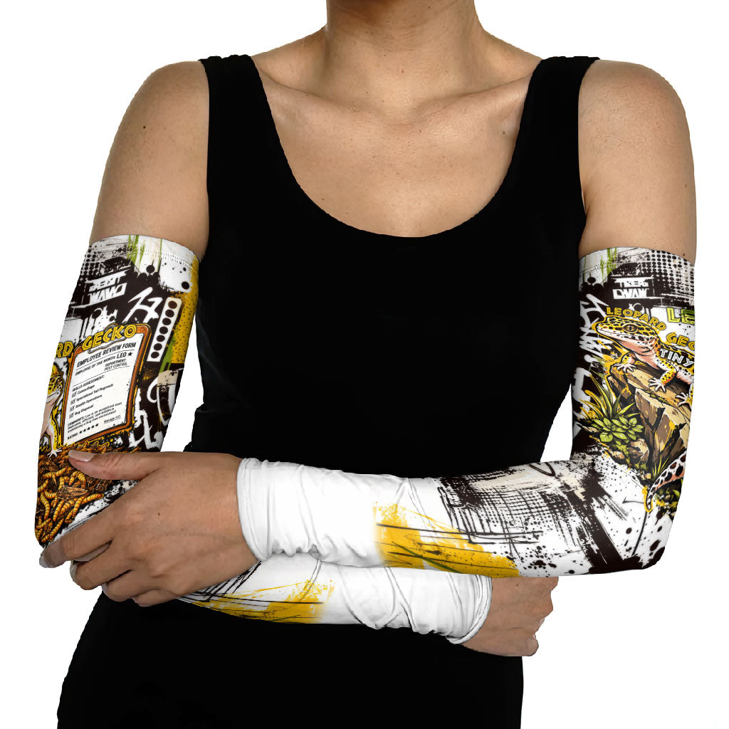 Leopard Gecko Arm Sleeves Tiny Dinosaur Department Funny Pest Control Graffiti