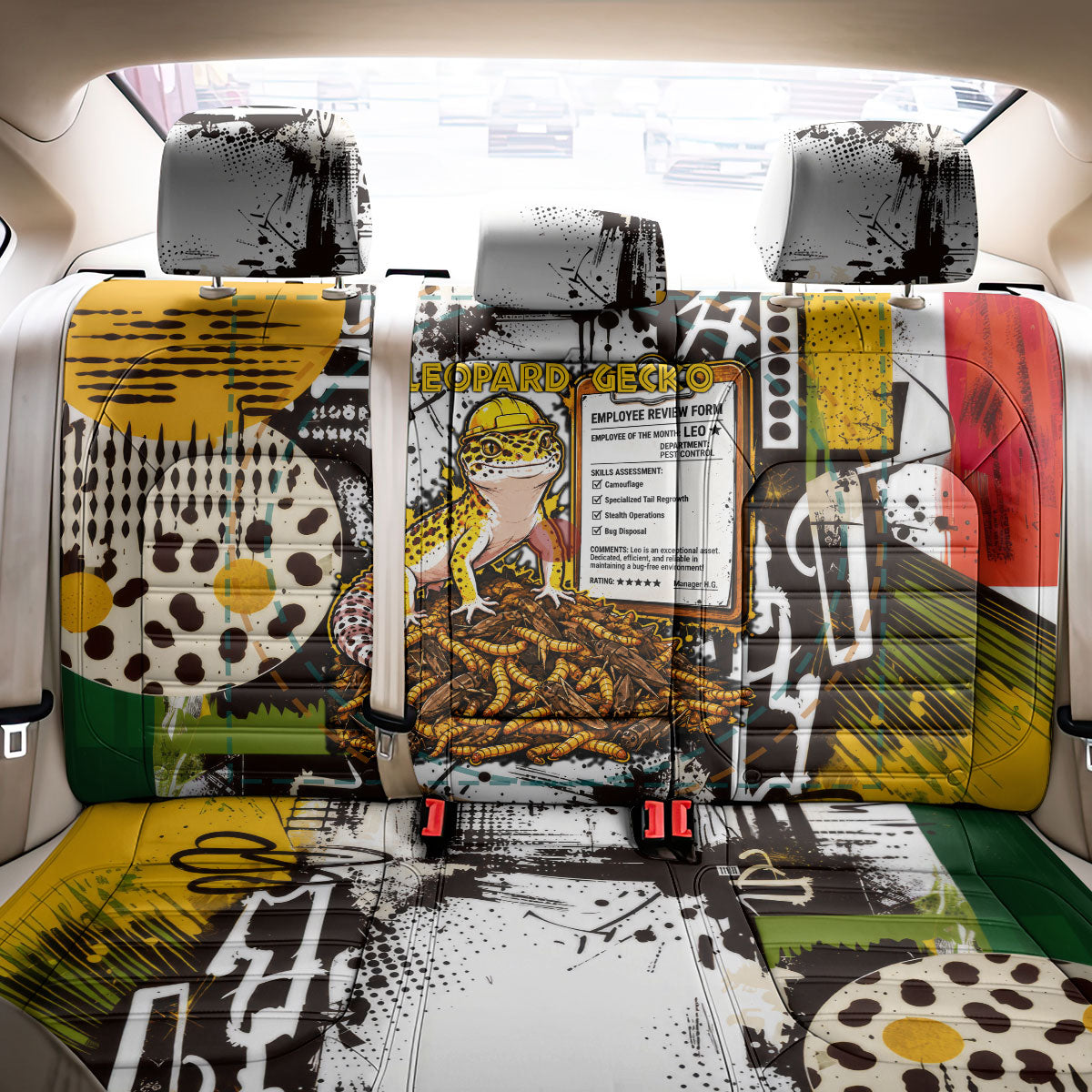 Leopard Gecko Back Car Seat Cover Tiny Dinosaur Department Funny Pest Control Graffiti