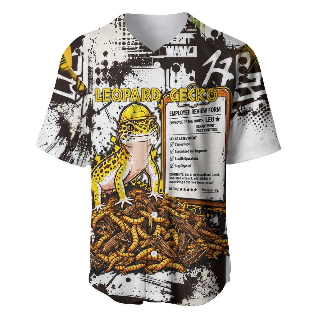 Leopard Gecko Baseball Jersey Tiny Dinosaur Department Funny Pest Control Graffiti