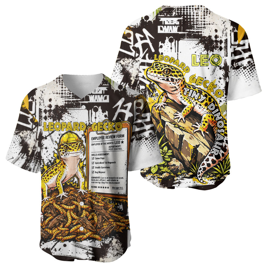 Leopard Gecko Baseball Jersey Tiny Dinosaur Department Funny Pest Control Graffiti