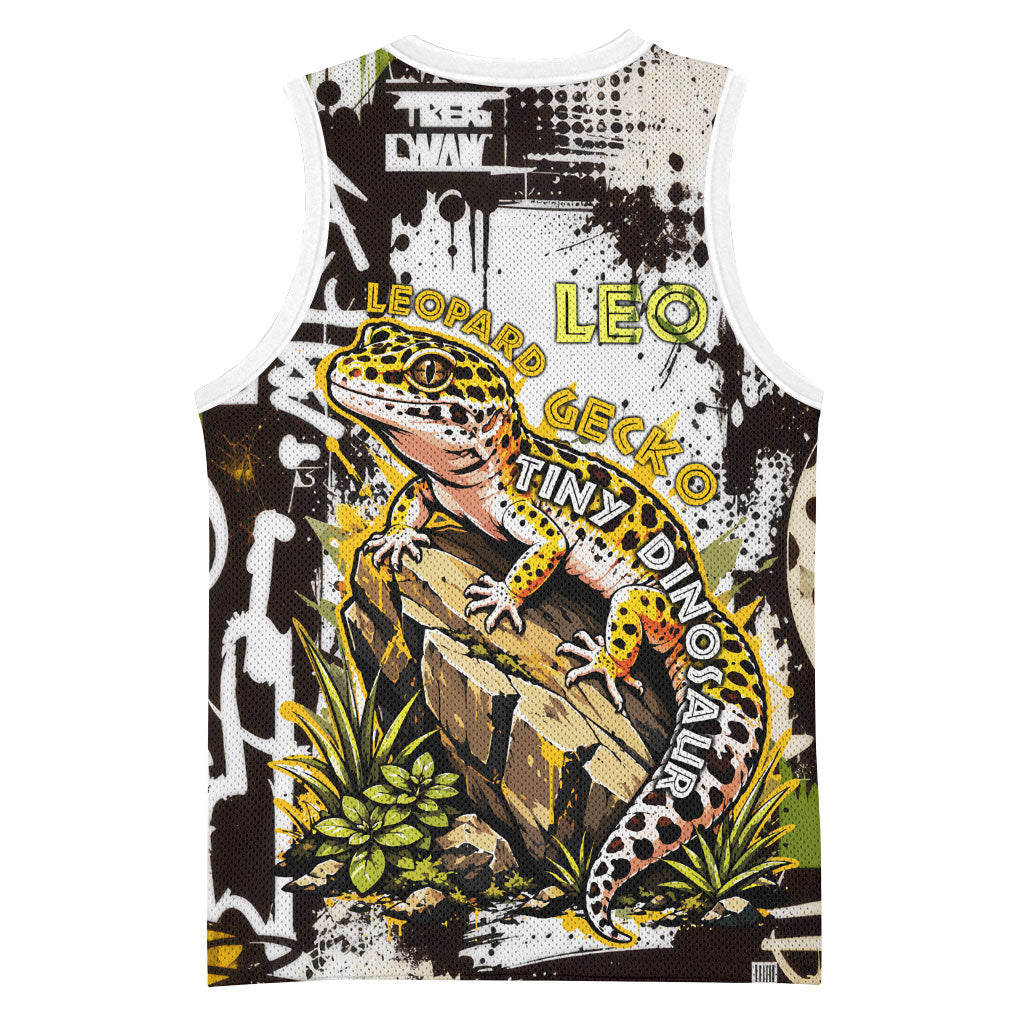 Leopard Gecko Basketball Jersey Tiny Dinosaur Department Funny Pest Control Graffiti