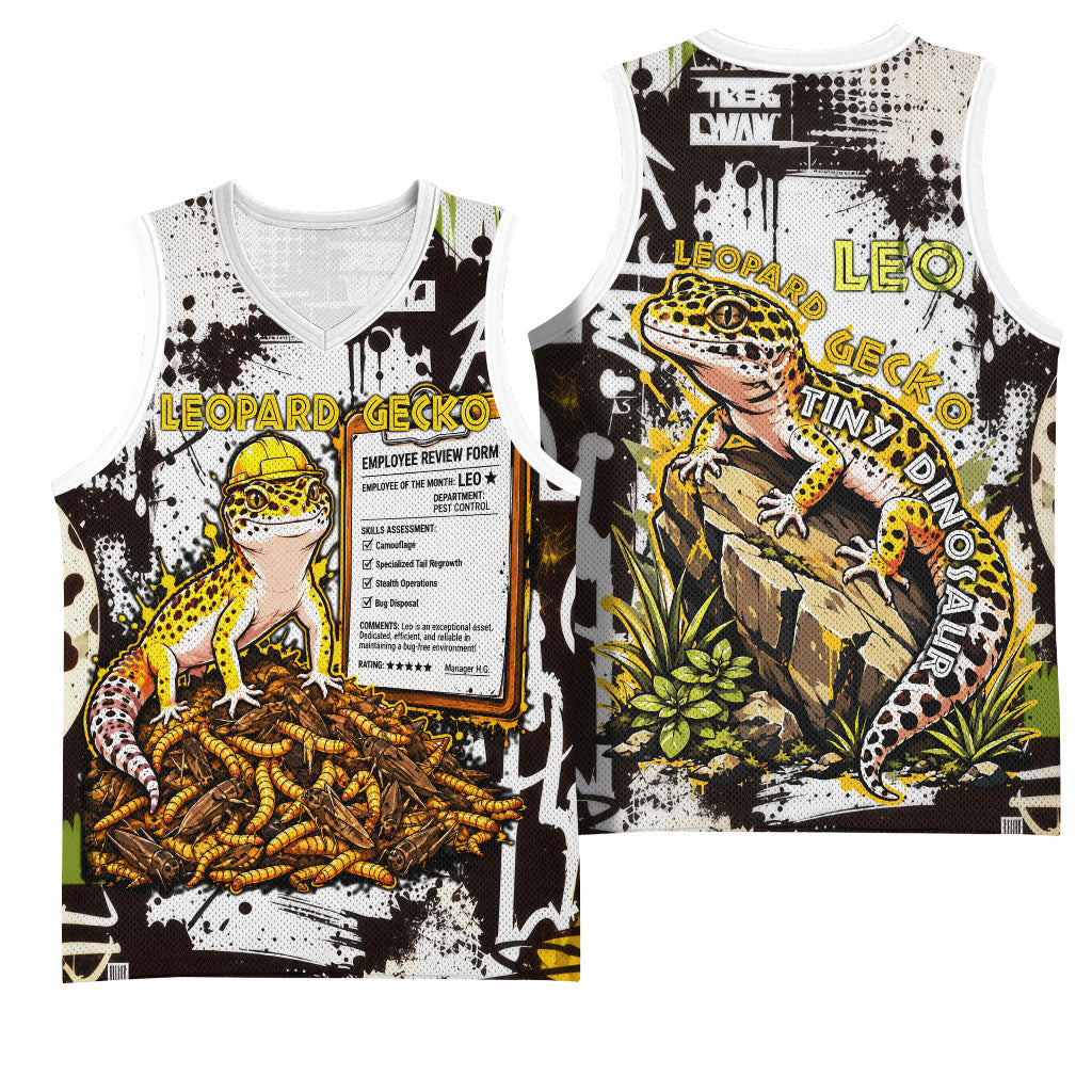 Leopard Gecko Basketball Jersey Tiny Dinosaur Department Funny Pest Control Graffiti