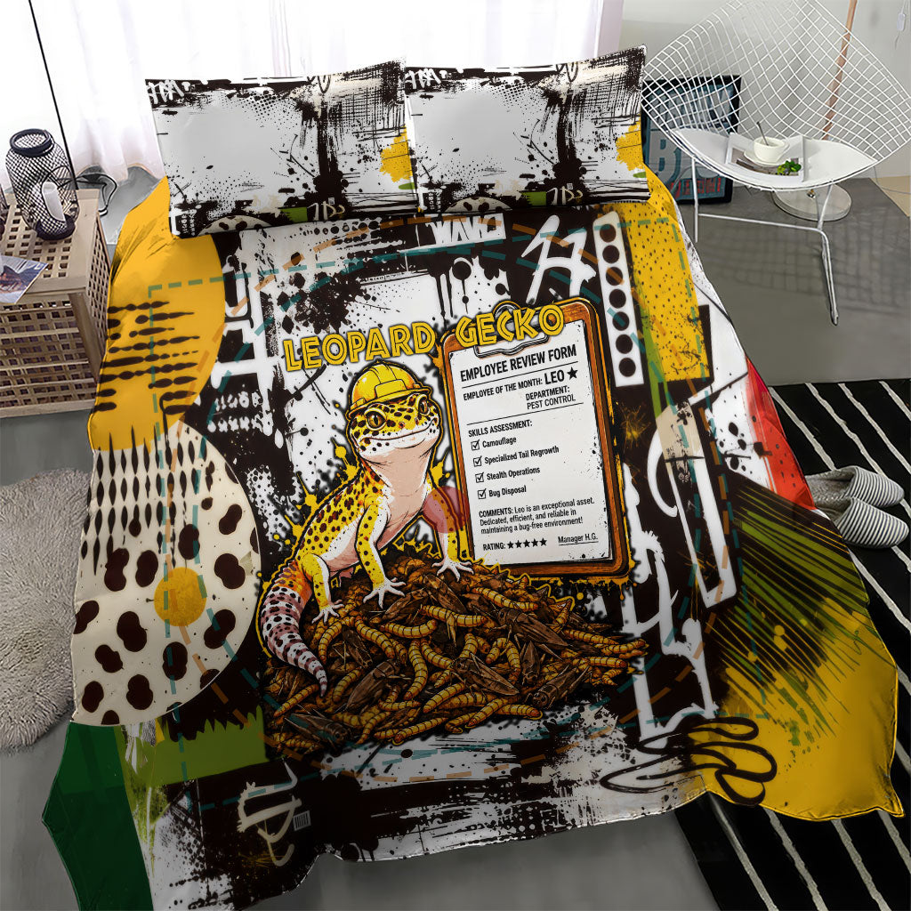 Leopard Gecko Bedding Set Tiny Dinosaur Department Funny Pest Control Graffiti