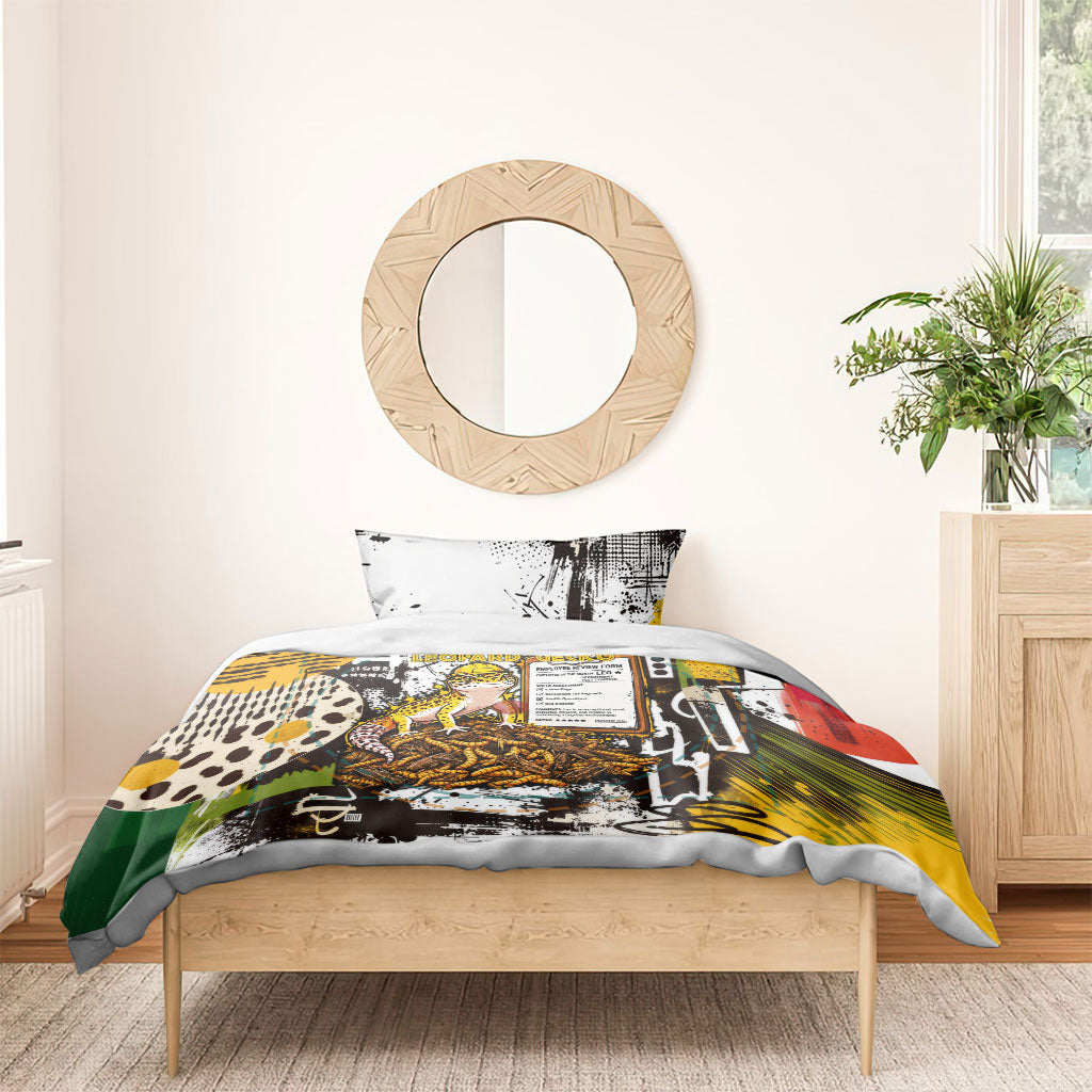 Leopard Gecko Bedding Set Tiny Dinosaur Department Funny Pest Control Graffiti
