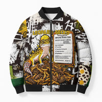 Leopard Gecko Bomber Puffer Jacket Tiny Dinosaur Department Funny Pest Control Graffiti