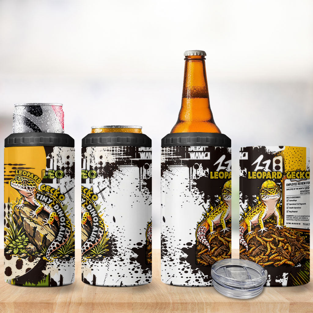Leopard Gecko 4 in 1 Can Cooler Tumbler Tiny Dinosaur Department Funny Pest Control Graffiti