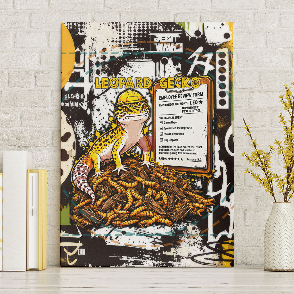 Leopard Gecko Canvas Wall Art Tiny Dinosaur Department Funny Pest Control Graffiti