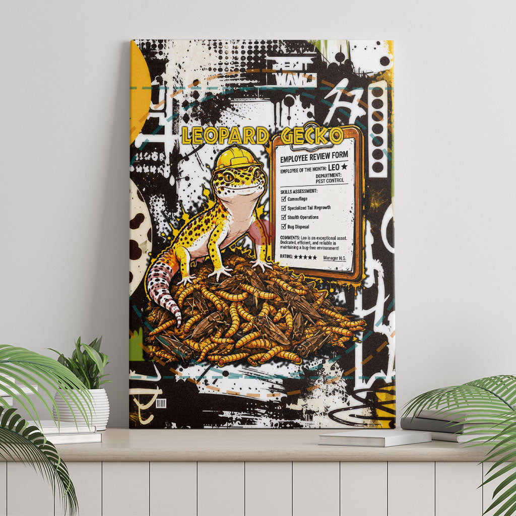Leopard Gecko Canvas Wall Art Tiny Dinosaur Department Funny Pest Control Graffiti
