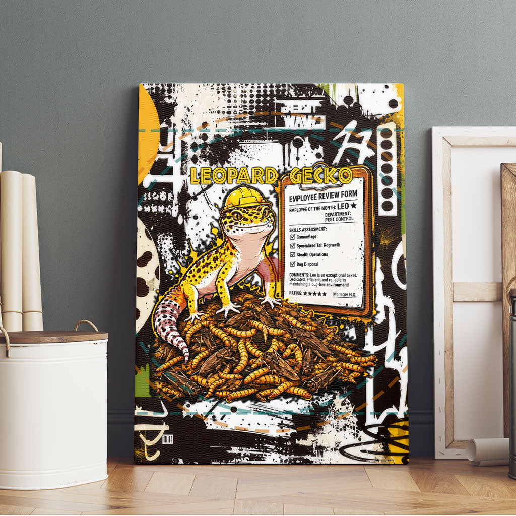 Leopard Gecko Canvas Wall Art Tiny Dinosaur Department Funny Pest Control Graffiti