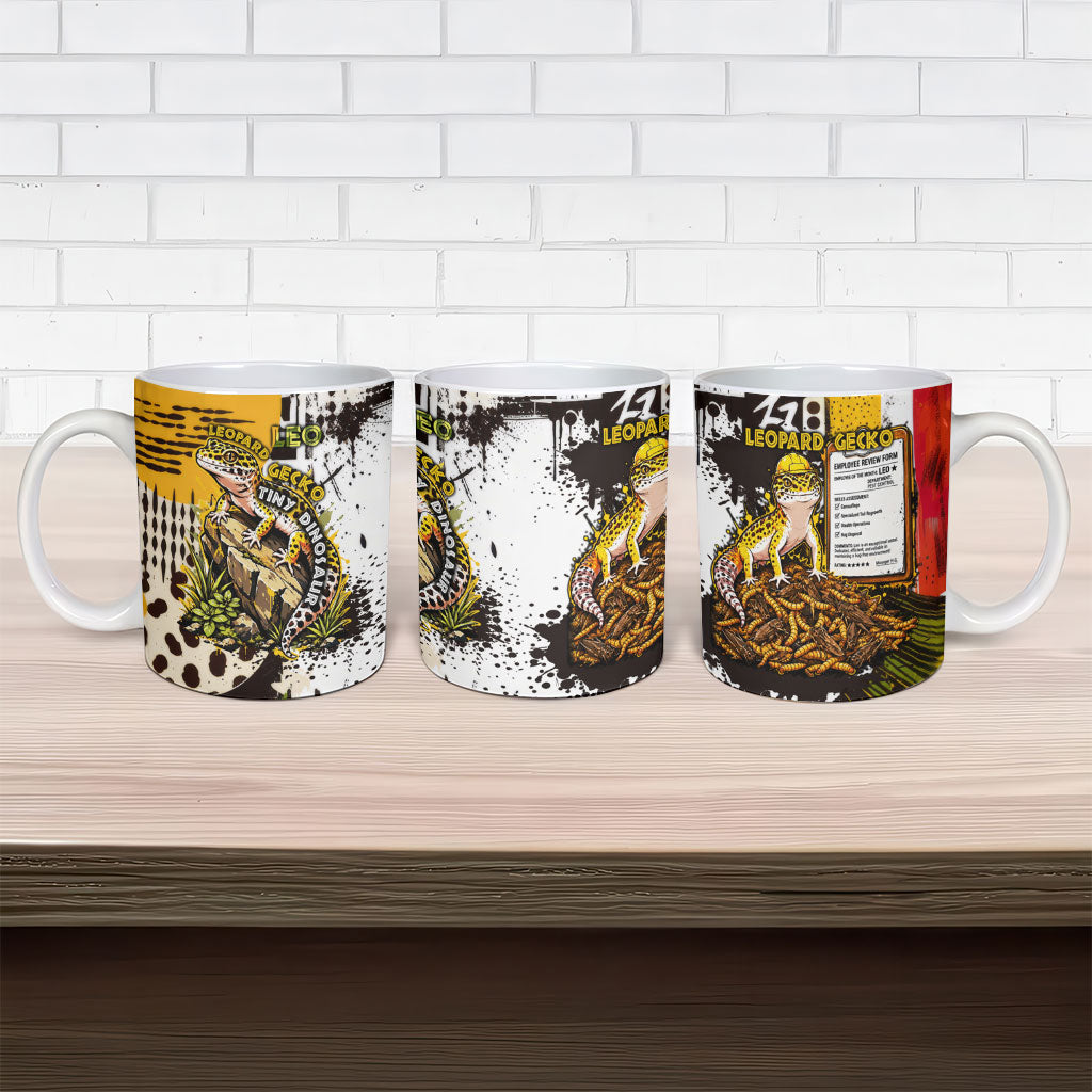 Leopard Gecko Ceramic Mug Tiny Dinosaur Department Funny Pest Control Graffiti