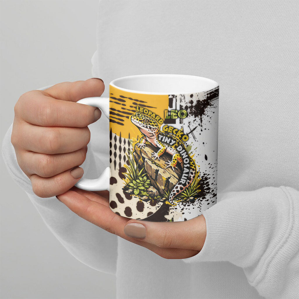 Leopard Gecko Ceramic Mug Tiny Dinosaur Department Funny Pest Control Graffiti