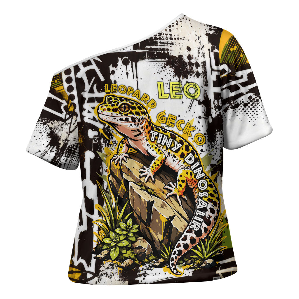 Leopard Gecko Cross Shoulder Shirt Tiny Dinosaur Department Funny Pest Control Graffiti
