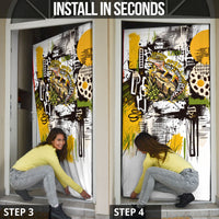 Leopard Gecko Door Cover Tiny Dinosaur Department Funny Pest Control Graffiti