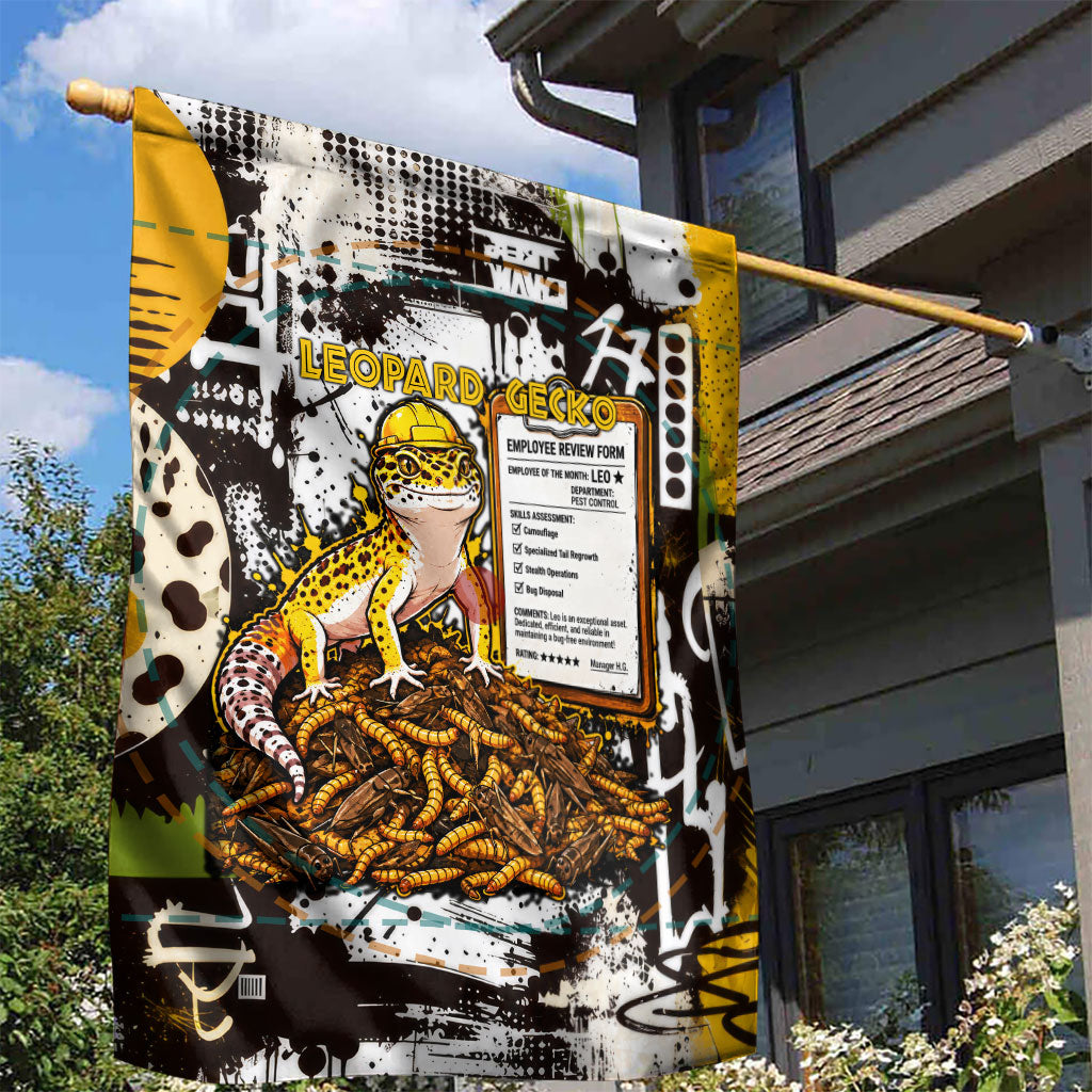Leopard Gecko Garden Flag Tiny Dinosaur Department Funny Pest Control Graffiti