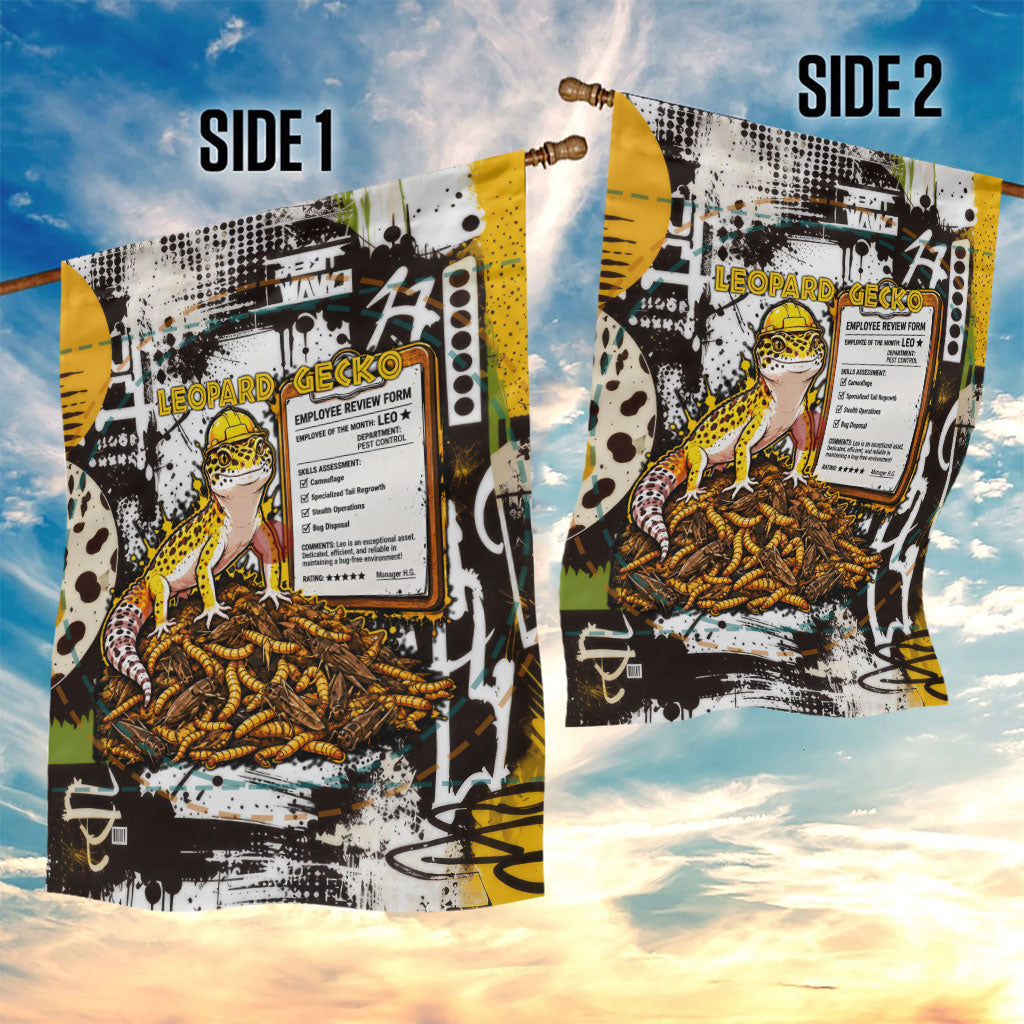 Leopard Gecko Garden Flag Tiny Dinosaur Department Funny Pest Control Graffiti